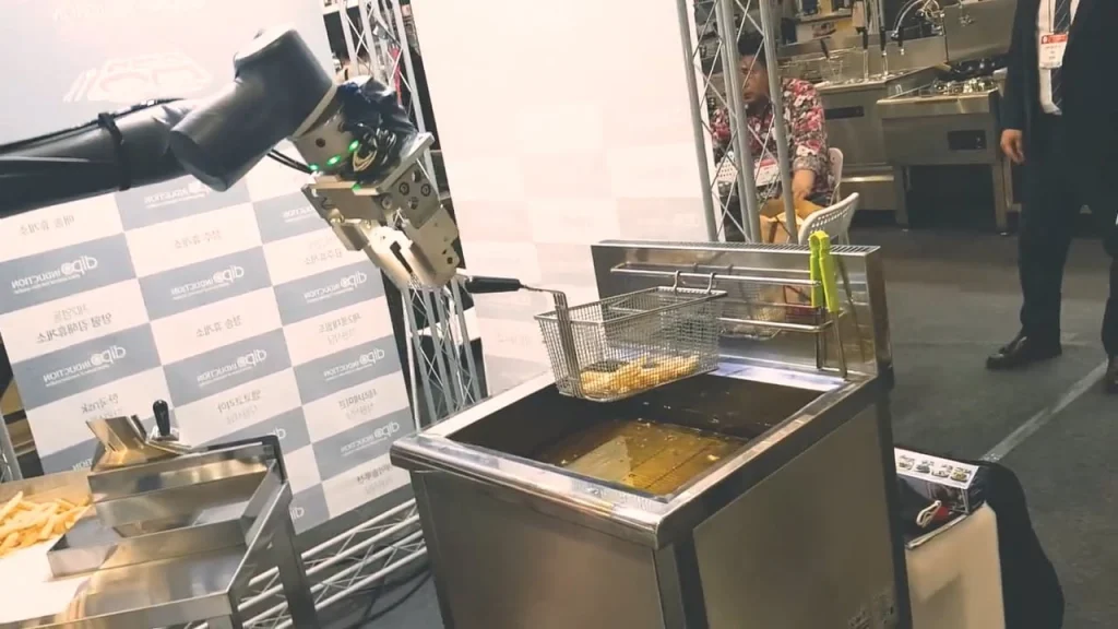 Food and service robots frying French Fries